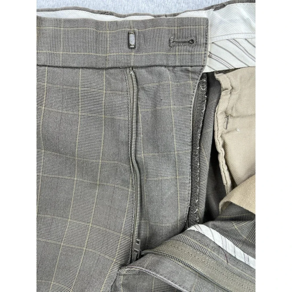 Banana Republic Mens 32x34 Brown Check Modern Fit Cotton Dress Pants 583000-00